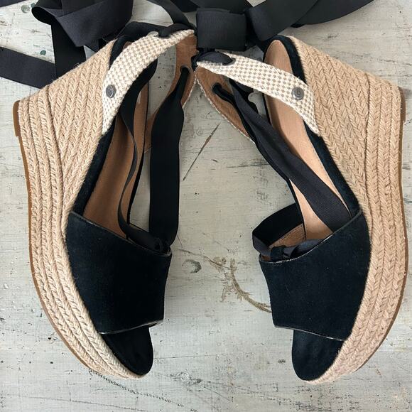 Paseart Espadrille platform wedge slides suede sandals summer minimalist 8 / 39 - Picture 13 of 14